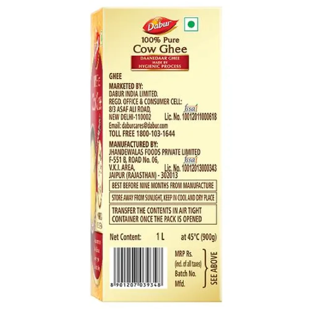 Dabur 100percent Pure Cow Ghee, 1 L Box-2.webp